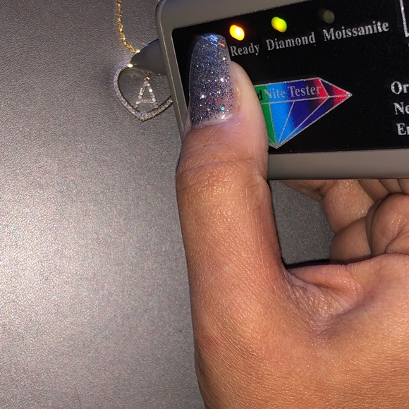 10k Solid gold real si diamond heart letter initial pendant Not Plated NOT CZ - Picture 5 of 5